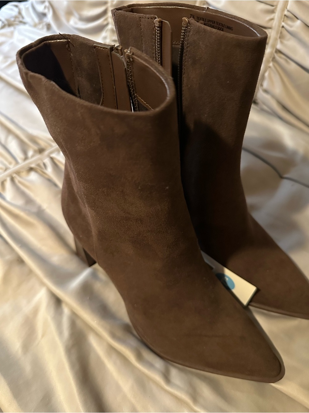 Women’s Brown Pointed Toe Suede Ankle Boots - Picture 3 of 8